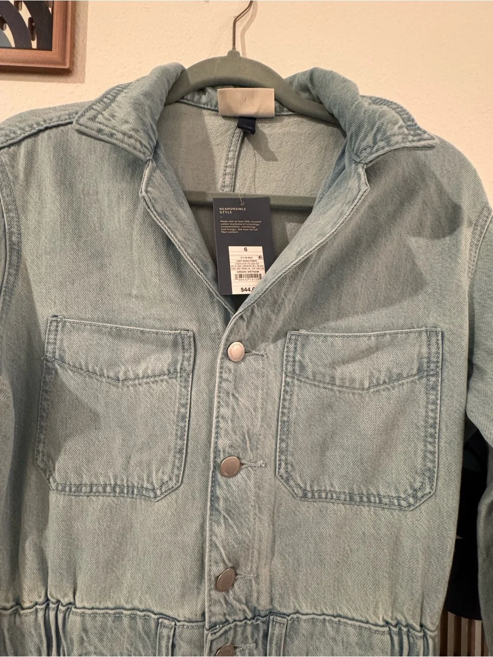 Universal Thread Denim Jumpsuit Womens Size 6 Light Wash Utility Wide Leg NWT